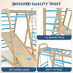 ActiveTrail Indoor Jungle Gym,7 in 1 Wooden Climber Playset for Kids,Weight Capacity 480 LBS, Blue
