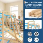ActiveTrail Indoor Jungle Gym,7 in 1 Wooden Climber Playset for Kids,Weight Capacity 480 LBS, Blue