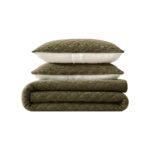 Juego de edredon reversible King Eddie Bauer A0016829 color verde bosque Brantwood con fundas texturizadas