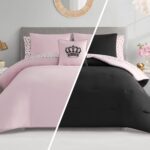 Juego de ropa de cama en bolsa Juicy Couture Crown Sparkle YMF Carpets Inc. JYAO004302 reversible sólido King negro rosa