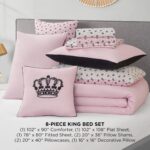 Juego de ropa de cama en bolsa Juicy Couture Crown Sparkle YMF Carpets Inc. JYAO004302 reversible sólido King negro rosa