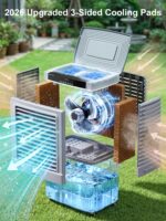 Enfriador evaporativo exterior Uthfy JH-395Y-2 4000 CFM 13.5 galones tanque desmontable temporizador 12 horas oscilación