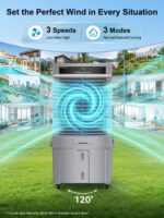 Enfriador evaporativo exterior Uthfy JH-395Y-2 4000 CFM 13.5 galones tanque desmontable temporizador 12 horas oscilación