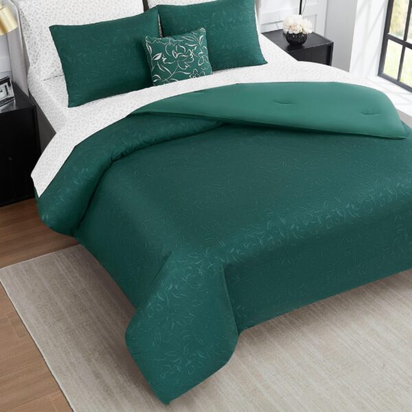 Juego de cama completo Nine West Abstract Floral Jasper YMF Carpets NWAO001502 King 8 piezas funda edredon sabanas verde