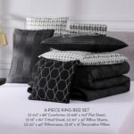 Juego de cama completo Nine West Oslo Stripe Black YMF Carpets NWAO001602 King 8 piezas edredon sabanas fundas negro ray