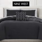 Juego de cama completo Nine West Oslo Stripe Black YMF Carpets NWAO001602 King 8 piezas edredon sabanas fundas negro ray