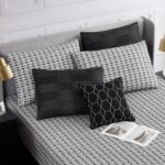 Juego de cama completo Nine West Oslo Stripe Black YMF Carpets NWAO001602 King 8 piezas edredon sabanas fundas negro ray