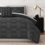Juego de cama completo Nine West Oslo Stripe Black YMF Carpets NWAO001602 King 8 piezas edredon sabanas fundas negro ray
