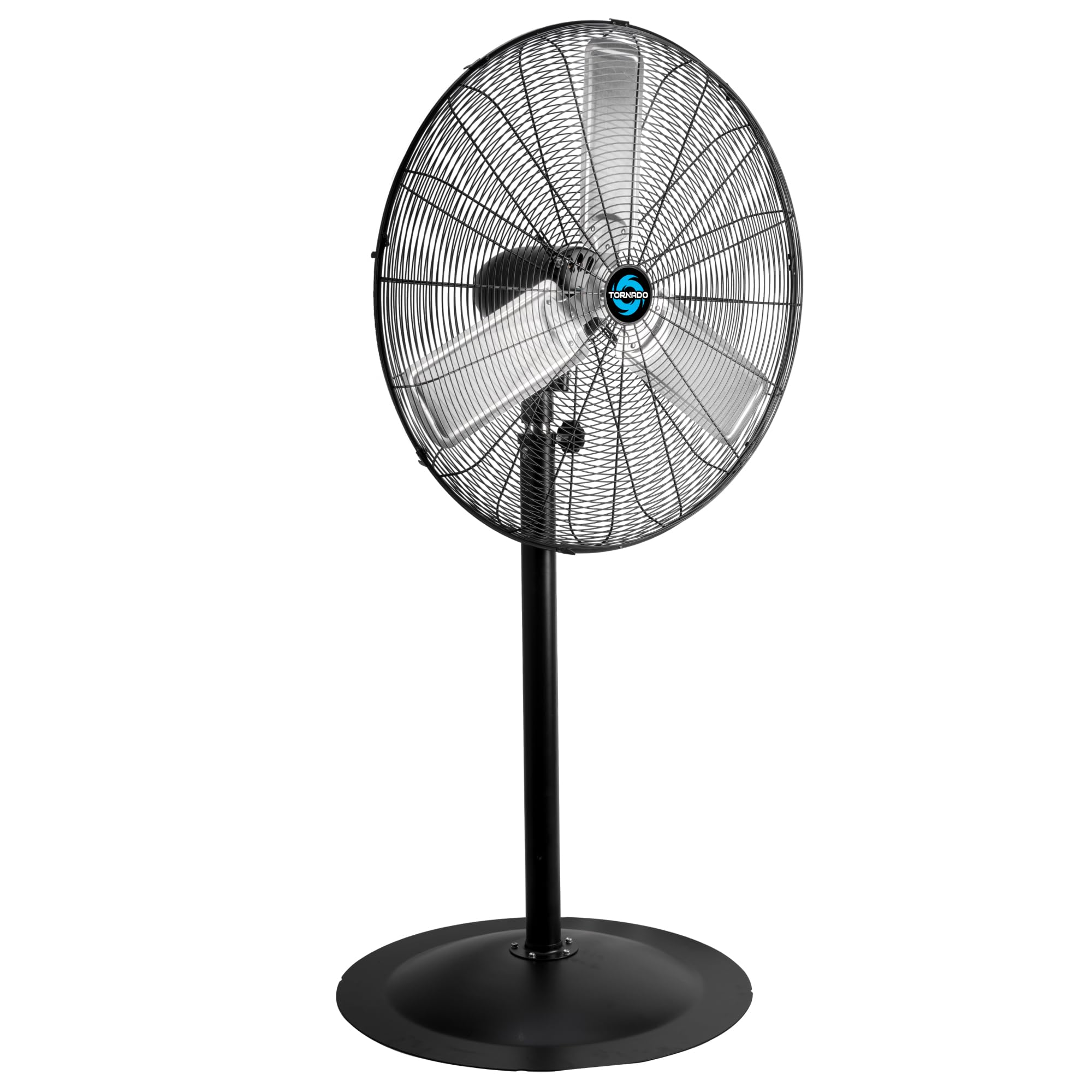 Version 1.0.0 Ventilador de pedestal oscilante Tornado HI-FAN-30HVOF-1P-HEX4 30 pulgadas 8850 CFM 3 aspas de aluminio negro 220 W cert