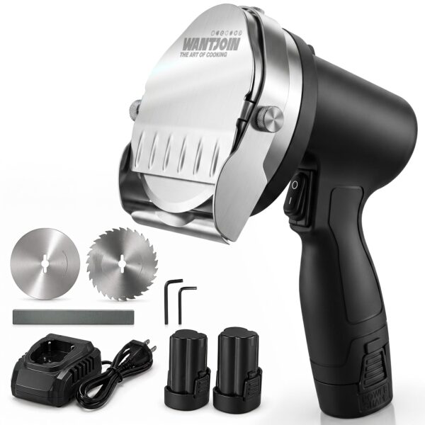 WantJoin Electric Shawarma Knife - ETL Listed Cordless 2 Batteries Turkish Knife, Commercial Stainless Steel Gyro Cutter
