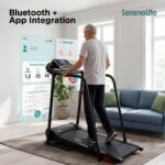 Caminadora Electrica Plegable SereneLife SLFTRDHB27 Motor 3.5 HP Velocidad 0.6 a 7.5 MPH Inclinacion 4 Niveles Bluetooth
