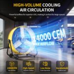 Ventilador Industrial de Piso Uthfy FT-30Y 30 Pulgadas 14000 CFM 3 Velocidades Inclinación 360° con Ruedas para Taller y