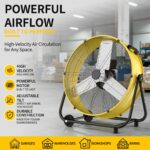 Ventilador Industrial de Piso Uthfy FT-30Y 30 Pulgadas 14000 CFM 3 Velocidades Inclinación 360° con Ruedas para Taller y