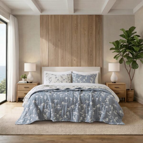 Juego de edredon botanico jacquard Harbor House E&E Co. Ltd DBA JLA Home HHD14-1990 3 piezas Queen reversible floral 480