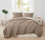 Juego de edredón Weston Stripe Truly Soft Pem America CS6623BRFQ-1500 3 piezas Full Queen marrón rayas todas las estacio