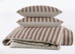 Juego de edredón Weston Stripe Truly Soft Pem America CS6623BRFQ-1500 3 piezas Full Queen marrón rayas todas las estacio
