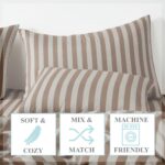 Juego de edredón Weston Stripe Truly Soft Pem America CS6623BRFQ-1500 3 piezas Full Queen marrón rayas todas las estacio