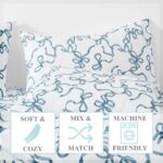 Juego de edredon estampado lazos Truly Soft Pem America CS6624PKFQ-1500 tamano Full Queen blanco rosa 3 piezas