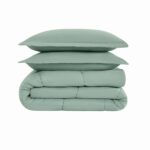Juego de edredón sólido Pem America CANNON CS3941SGKG-1500 King 3 piezas verde salvia algodón para recámara