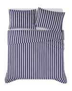 Juego de edredón rayas Levi blanco y azul marino King Brooklyn Loom Pem America CS6740WNKG-1500 3 piezas