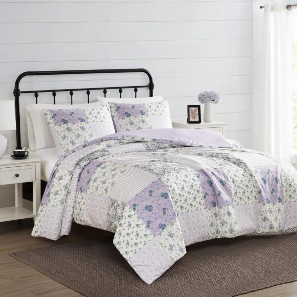 Juego de edredón patchwork Cannon Elissa Pem America CS4278KG-1500 tamaño King 3 piezas ropa de cama