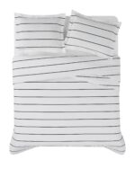 Juego de edredón rayas Pem America CS6738WBKG-1500 Brooklyn Loom Hayward blanco negro 3 piezas King ropa de cama