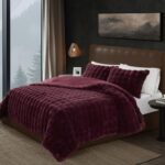 Edredón de plush faux fur Frye Bubble Pem America CS6054FGTX-1700 color higo Twin XL