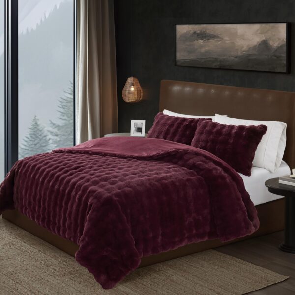Edredón de plush faux fur Frye Bubble Pem America CS6054FGTX-1700 color higo Twin XL