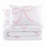 Juego de edredón con moño texturizado Truly Soft Pem America CS6611PKKG-1500 3 piezas tamaño King color blanco rosa