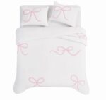 Juego de edredón con moño texturizado Truly Soft Pem America CS6611PKKG-1500 3 piezas tamaño King color blanco rosa