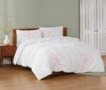 Juego de edredón con moño texturizado Truly Soft Pem America CS6611PKKG-1500 3 piezas tamaño King color blanco rosa