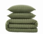 Juego de Edredón Full Queen Brooklyn Loom Pem America QS6242GRFQ-2600 Essential Cotton 3 piezas color verde