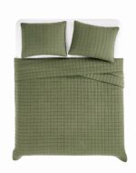 Juego de Edredón Full Queen Brooklyn Loom Pem America QS6242GRFQ-2600 Essential Cotton 3 piezas color verde