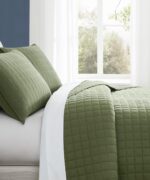 Juego de Edredón Full Queen Brooklyn Loom Pem America QS6242GRFQ-2600 Essential Cotton 3 piezas color verde
