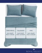 Juego de edredon de terciopelo ondulado Pem America QS6521SBTX-2600 Twin XL algodón color azul humo