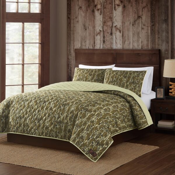Juego de quilt 3 piezas camuflaje Mossy Oak Bottom Land Pem America QS6077KG-2600 King con fundas de almohada