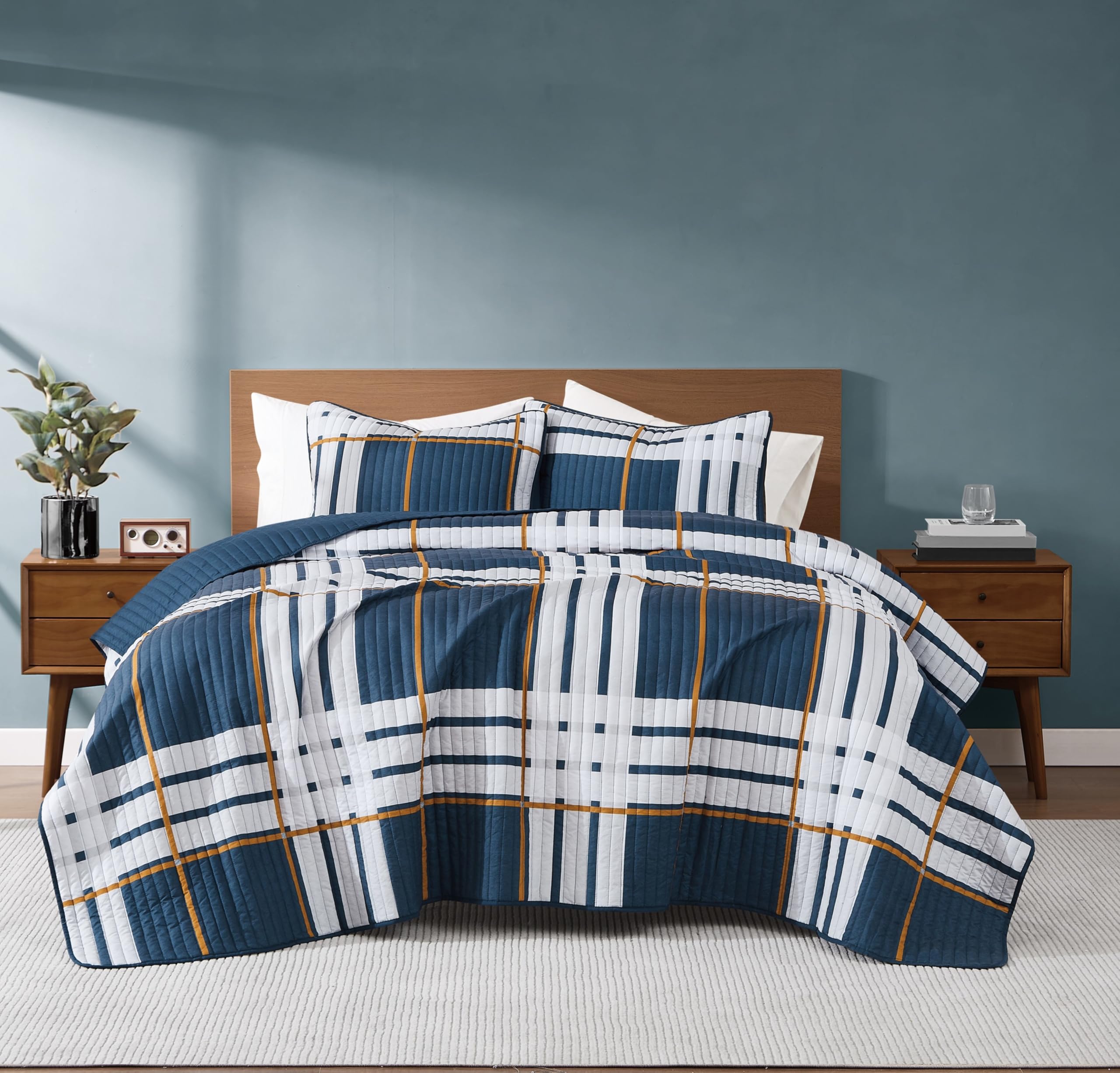 Version 1.0.0 Juego de edredon Henry Plaid Pem America QS6626FQ-2600 3 piezas matrimonial queen TRULY SOFT