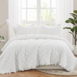 Juego de quilt 2 piezas Truly Soft Pem America QS6560WTTX-2600 Crinkle Ruffle blanco Twin TXL con funda de almohada