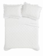 Juego de quilt 2 piezas Truly Soft Pem America QS6560WTTX-2600 Crinkle Ruffle blanco Twin TXL con funda de almohada