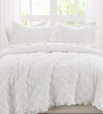 Juego de quilt 2 piezas Truly Soft Pem America QS6560WTTX-2600 Crinkle Ruffle blanco Twin TXL con funda de almohada
