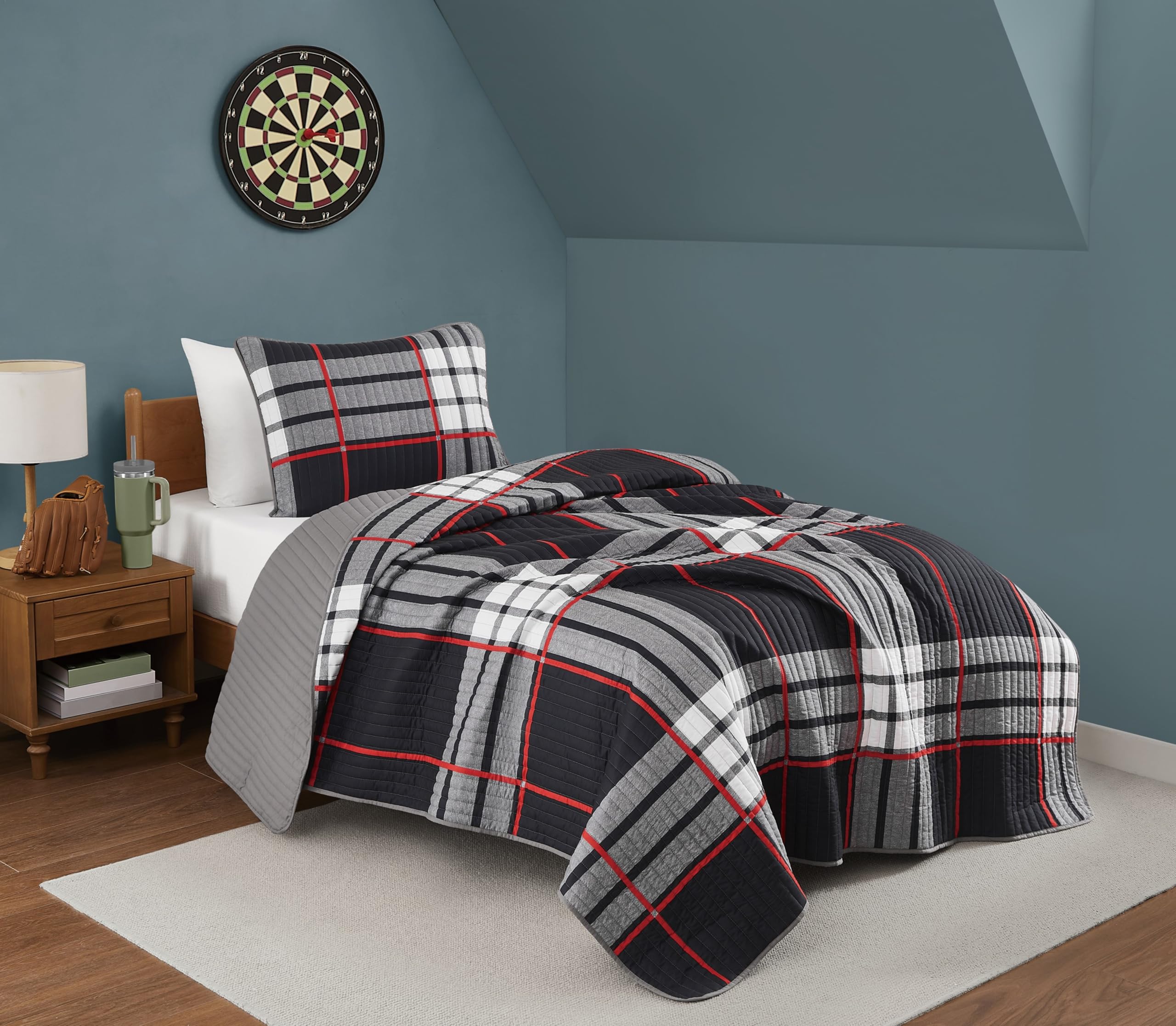 Version 1.0.0 Juego de quilt escocés Pem America QS6625TX-2600 Truly Soft Danbury Plaid 2 piezas Twin XL