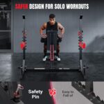 YOLEO Beginner Weight Bench Set for Home Gym, 6-in-1 Adjustable Workout Bench with Squat Rack, Foldable Full Body Fitnes