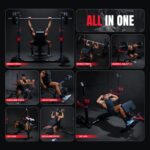 YOLEO Beginner Weight Bench Set for Home Gym, 6-in-1 Adjustable Workout Bench with Squat Rack, Foldable Full Body Fitnes
