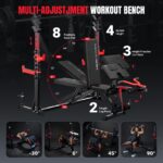 YOLEO Beginner Weight Bench Set for Home Gym, 6-in-1 Adjustable Workout Bench with Squat Rack, Foldable Full Body Fitnes