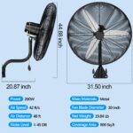 Ventilador de pared industrial Uthfy FB-30-3 30 pulgadas 11200 CFM motor 200W oscilante 3 velocidades control de doble c