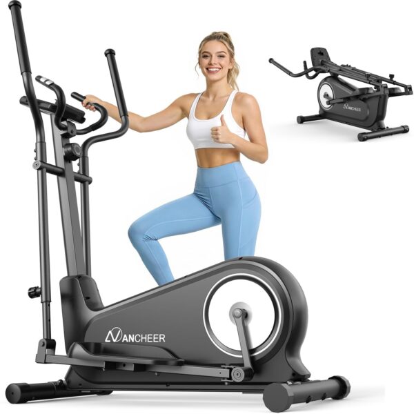 Elíptica Plegable ANCHEER 550 lb 16 Niveles Magnética Ultra Silenciosa 16 pulgadas de zancada