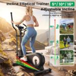 Elíptica Plegable ANCHEER 550 lb 16 Niveles Magnética Ultra Silenciosa 16 pulgadas de zancada