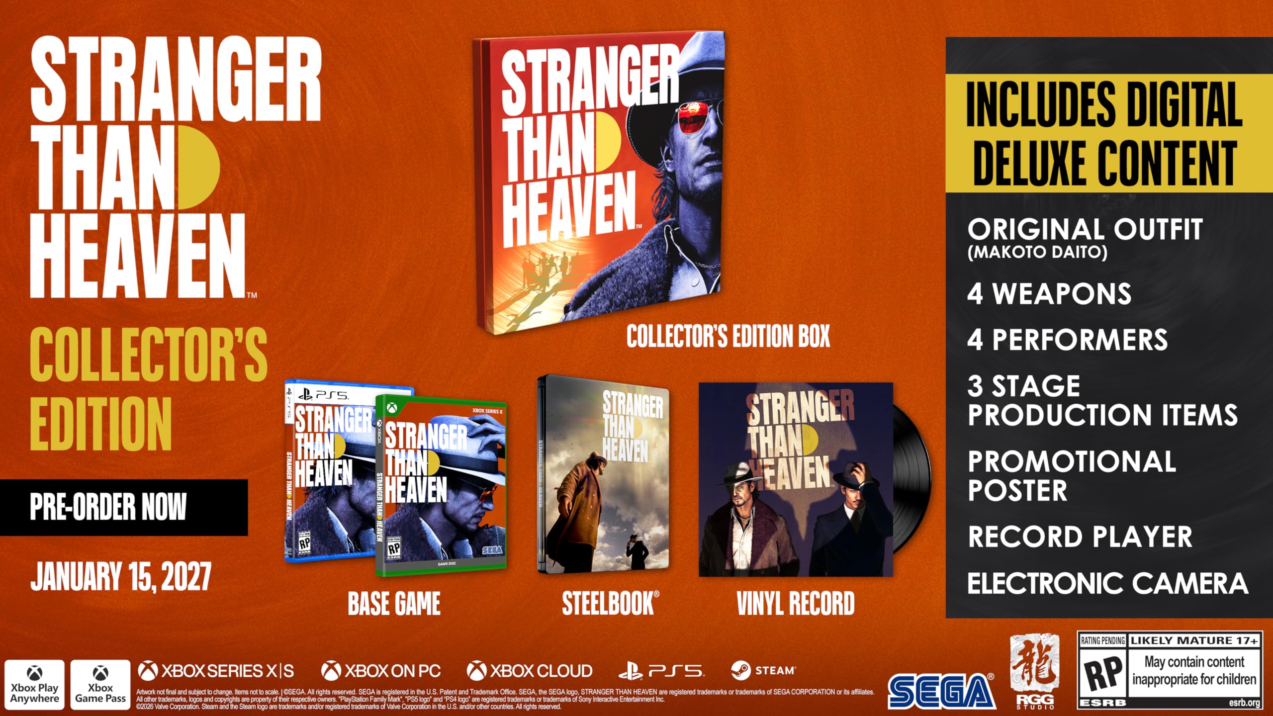 Version 1.0.0 Stranger Than Heaven Edicion Coleccionista PlayStation 5 Sega Vinilo 12 Pulgadas SteelBook DLC