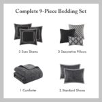 Juego de edredón Cozy E&E Co. Ltd DBA JLA Home MPS10-0008 tamaño King 110x96 pulgadas diseño geométrico tonos negro 9 pi