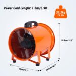 Ventilador Extractor Industrial IDEALHOUSE 16 Pulgadas 3500 CFM, con Manguera Flexible 10m, 2 Velocidades, 580W, para Ta